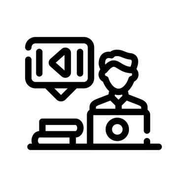 video konferans çizgisi simgesi, konsept vektör çizim ana simgesi, vektör işareti, doğrusal sembol.