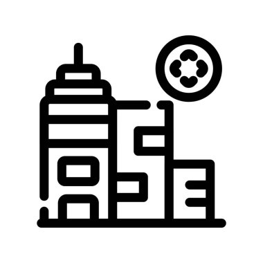 Şehir binası ikonu. Beyaz arkaplanda izole edilmiş web tasarımı için şehir inşa vektör simgesi