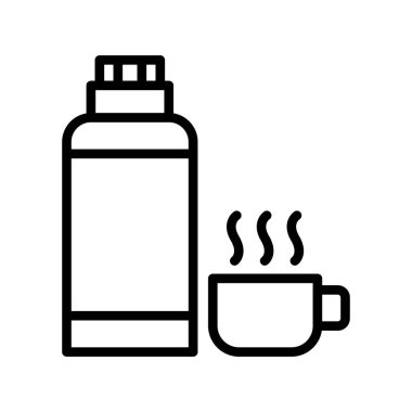 çay vektörü ince çizgi simgesi