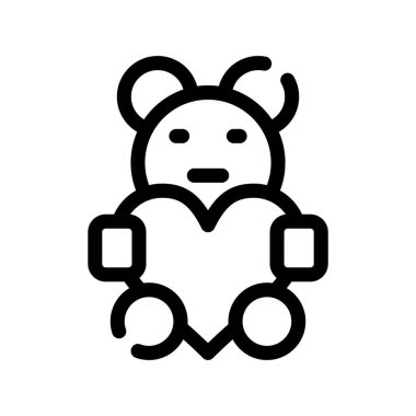 Çizgi dizaynında oyuncak ikonu olan ayı. vektör illüstrasyonu.