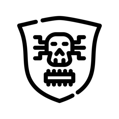 kafatası ve kalkan vektör simgesi tasarımı