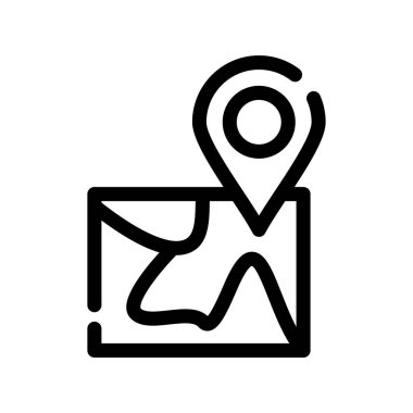 harita vektörü ince çizgi simgesi