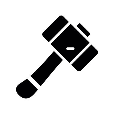 Beyaz arkaplanda izole edilmiş çekiç simgesi vektörü, çekiç işareti ve sembol