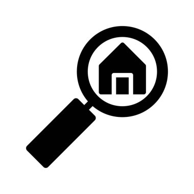 Büyütme cam ev ikonu vektör illüstrasyon tasarımı