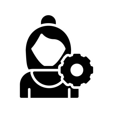 Vites simgesi vektörü olan bir işçi. İnce çizgi işareti. izole edilmiş sınır sembolü çizimi