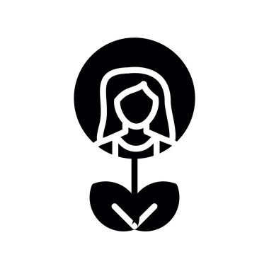 Kafasının içinde kalbi olan bir kadın silueti.