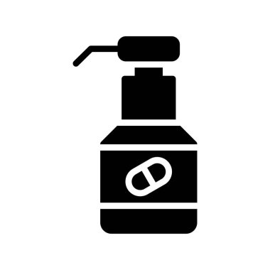 Bir şişe sıvı sabun ikonu, basit vektör illüstrasyonu