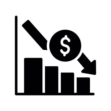 finansal büyüme glyph düz vektör simgesi