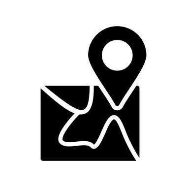 Konum glif düz vektör simge