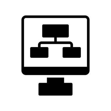 bilgisayar masaüstü monitör simgesi, vektör illüstrasyonu