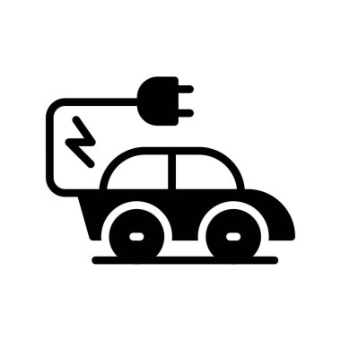 Araba şarj istasyonu vektör simgesi. düz siyah sembol.