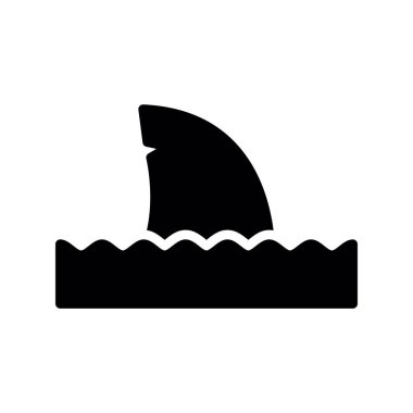 Köpekbalığı vektör simgesi. Düz vektör sembolü. 19 kabartma ile izole edilmiş. Web ve mobil arayüzler için modern vektör pictogram.