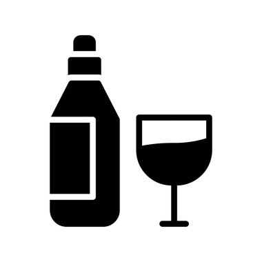 Cam ikonlu şarap şişesi.