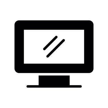 Beyaz arka plan üzerinde monitör işareti izole monitör simge vektör