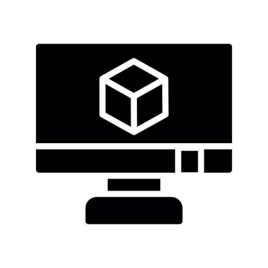 Bilgisayar monitörü glyph ikon vektörü. Bilgisayar. izole edilmiş çizgi simgesi siyah illüstrasyon