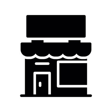 dükkan oluşturma simgesi vektörü beyaz üzerine izole edildi