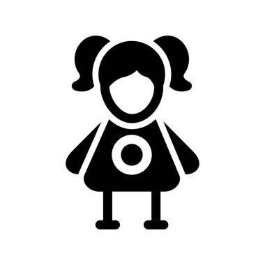 Bebek kız sembolü vektörü. Bebek işareti olan bir çocuk. kontur sembolü siyah illüstrasyon