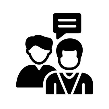 Konuşma baloncuğu simgesi olan bir grup insan, basit biçim