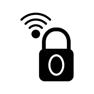 Kablosuz ağ sembollü asma kilit. vektör illüstrasyonu