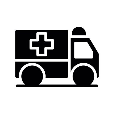 Beyaz arka planda ambulans simgesi. Vektör Illustration.
