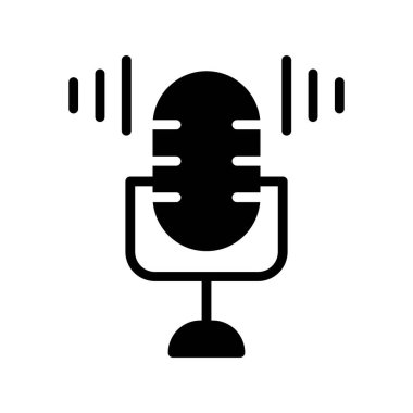 podcast mikrofon simgesi, düz tasarım
