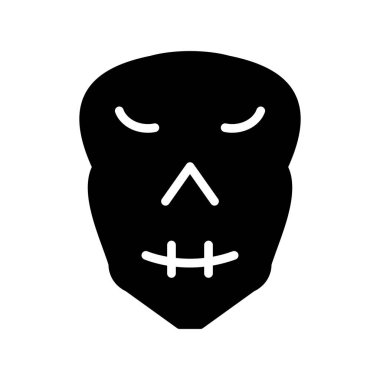 Siyah siluetli bir kafatası. Beyaz üzerine izole edilmiş vektör illüstrasyonu.