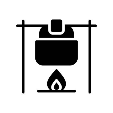 Kamp ateşi ikonu. Ağ için kamp kampı vektör simgesinin basit çizimi