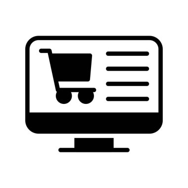 Alışveriş çevrimiçi simgesi, vektör illüstrasyonu