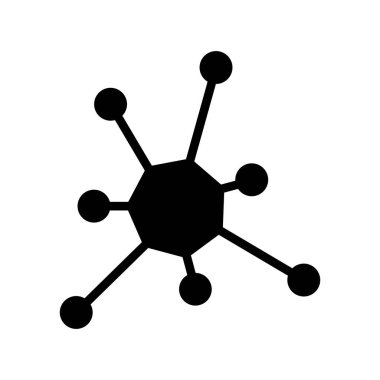 Molekül sembolü. Bilim, biyoloji ve tıbbi işaretler. beyaz arkaplanda negatif düz biçimdeki siyah sembol.