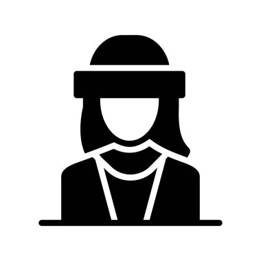 kadın mühendis simgesi, basit vektör illüstrasyonu