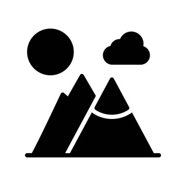 dağlar ve bulutlar simge vektör illüstrasyonu