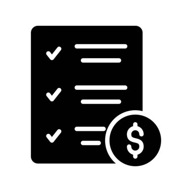 Liste Glyph Vektör Simgesi Tasarımı Kontrol Et