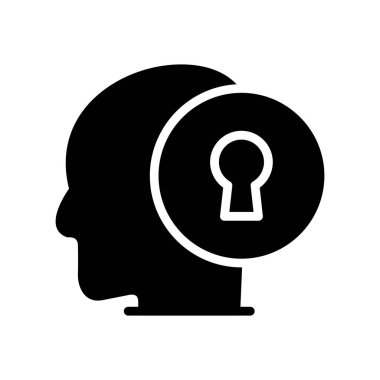 baş simge, fikir sembollü insan beyni, beyaz arkaplanda izole edilmiş düz tasarım vektör çizimi