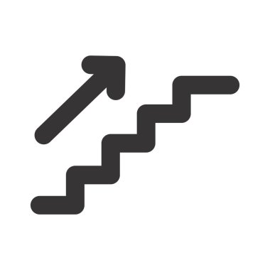 Merdiven vektör simgesi. Stil vektör düz simge sembolü. pürüzsüz siyah renk, yuvarlak açılar, beyaz arkaplan