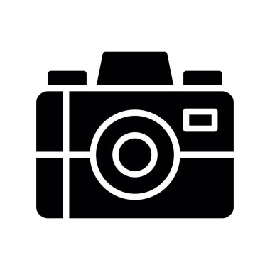 Kamera glif düz vektör simge