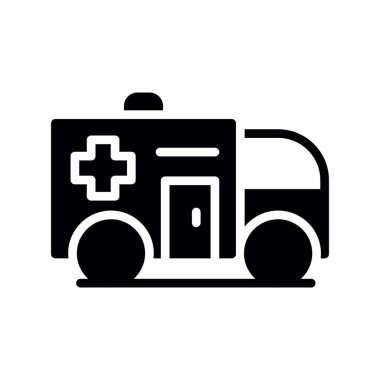 Beyaz arkaplanda ambulans simgesi