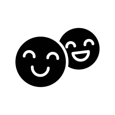 iki gülen mutlu ifade, emoji vektör simgesi