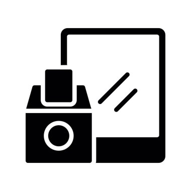 Kamera glif düz vektör simge