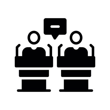 Kişilerin vektör illüstrasyonu ve ofis simgesi