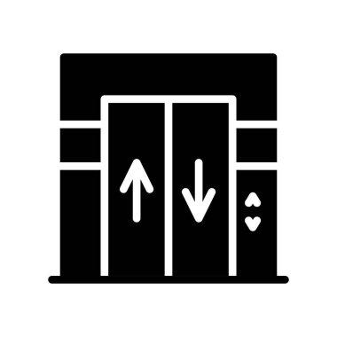 Asansör sembolü düz simge tasarımı