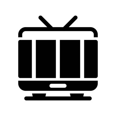 Siyah arkaplanı olan bir televizyonun vektör simgesi