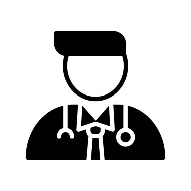 doktor glyph düz vektör simgesi