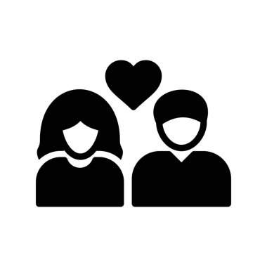 Çift simgesi vektörü, çift aşk sembolü, beyaz arkaplanda izole edilmiş aşk işareti, logo illüstrasyonu, düz stil tasarımı