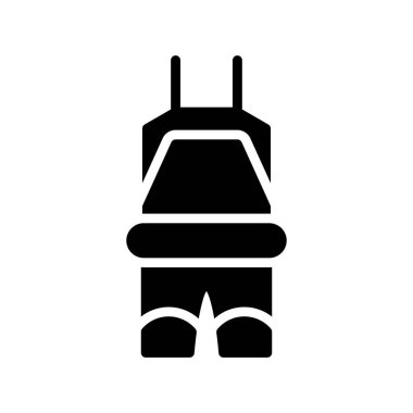 beyaz arkaplanda araba motoru glyph düz vektör simgesi