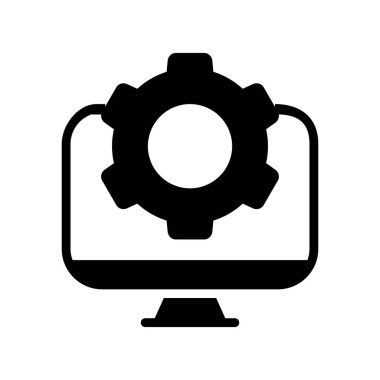 dişli simgesi, vektör illüstrasyonlu dizüstü bilgisayar