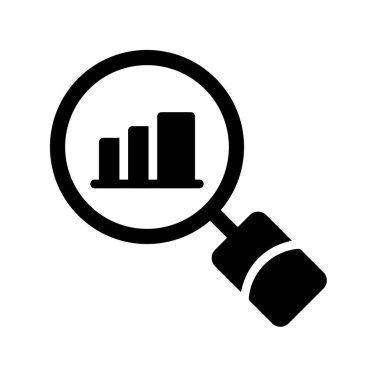 Büyüteç ve grafik ikonu vektör illüstrasyonu