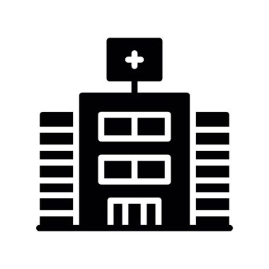 Şeffaf arkaplan üzerinde hastane vektör çizimi. Birinci kalite semboller. Konsept ve grafik tasarımı için simgeler.
