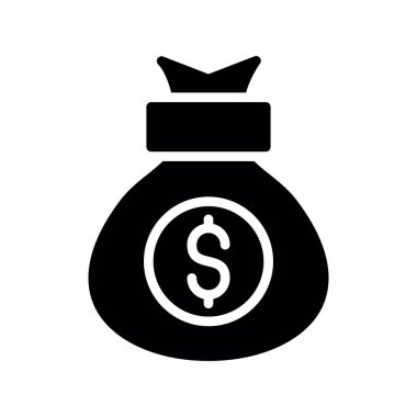 Para Torbası Glyph Vektör Simgesi Tasarımı