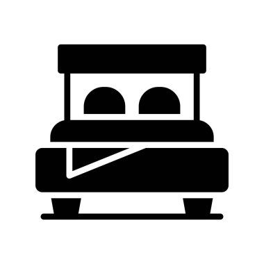 Şeffaf bir arkaplanda yatak vektörü çizimi. Birinci kalite semboller. Konsept ve grafik tasarım için ince çizgi simgesi.