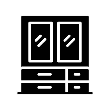 TV glyph düz simgesi izole edildi